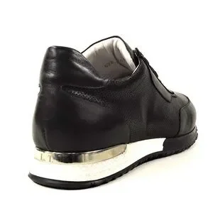 LUIGI TRAINI ?? MEN\'S BLACK LEATHER COMFORT SNEAKERS Luigi Traini | Shoes | Luigi Traini Mens Black Leather  main image 3